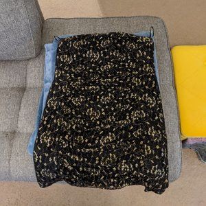 Vintage Torrid Black & Gold Ruched Lace Mini Dress